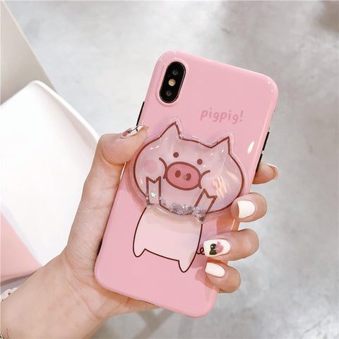 Cute cartoon pig quicksand Squishy phone Cases